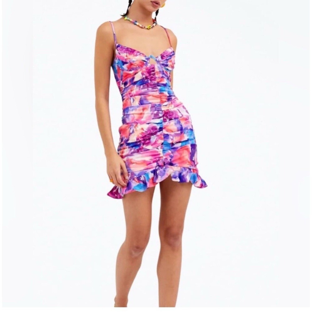 For Love & Lemons Natasha Open Back Mini Dress Tie Dye XS‎ NWT